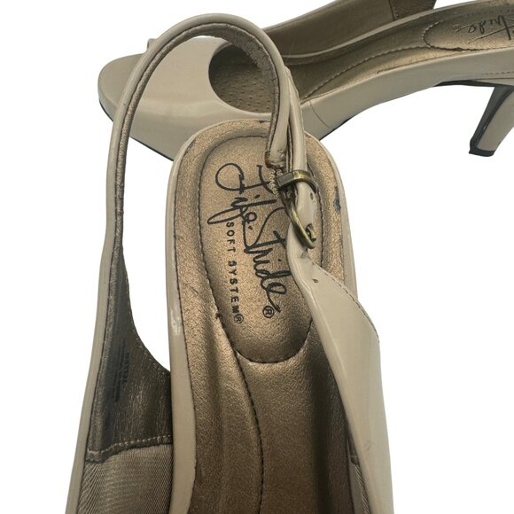 Taupe Teller  Slingback Heels By LifeStride Size 7 Womens Patent Leather Look - Picture 7 of 8